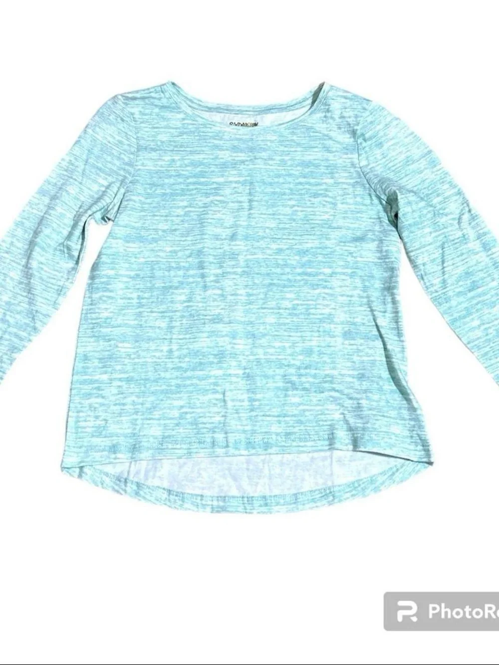 Old Navy Shirt 6/7 Girls Mint Green Space Dye Heathered Long Sleeve High Low